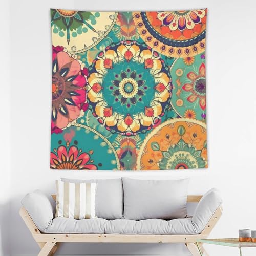 Tapisserie murale fleurs rondes pour créer un coin lecture cosy dans le salon