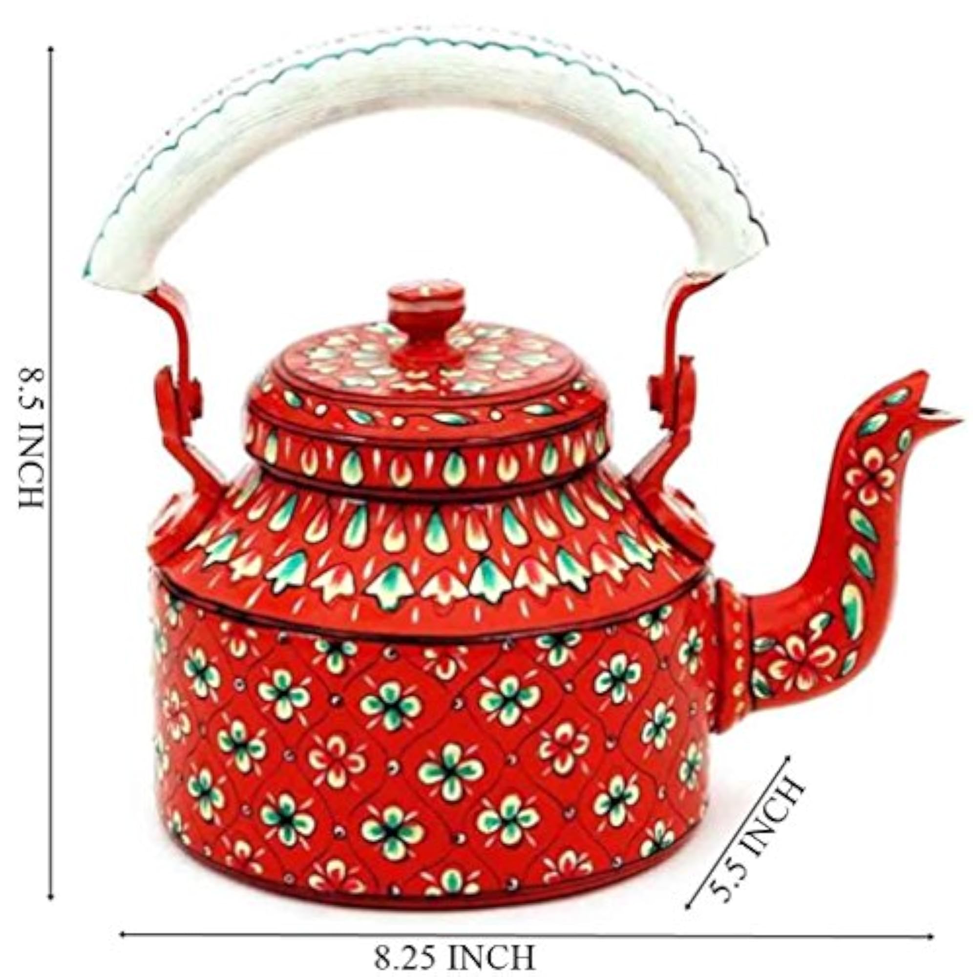 Handpainted Traditional Aluminium Colourful Decorative Tea Kettle