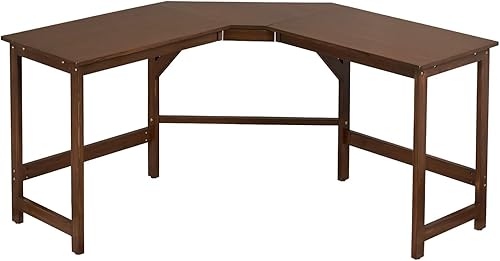 MARCTEL Escritorio de computadora de madera de pino maciza resistente en forma de L de alta calidad, mesa de juegos grande de 55 pulgadas, estación