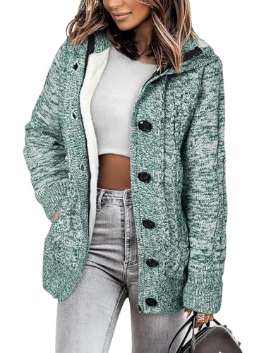 Image of Sidefeel Women's Cardigan Sweaters Hooded Cardigans Fleece Lined Jackets Winter Sweater Coat