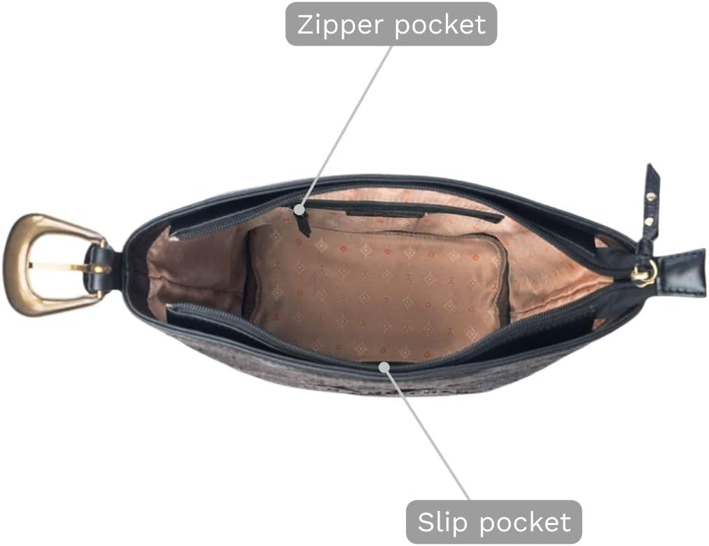 Myra Bag Western Shoulder Bag for Women - Officially Licensed Yellowstone Ladies Upcycled Canvas Handbag