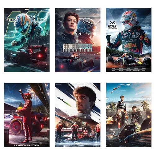 Image of Seagull Store F1 Formula One Car Posters 2025 - Set 2 (Pack of 6) | A4 Size (8x12 inch) | 300 GSM Matte Laminated | Peel-and-Apply Self-Adhesive Back | Premium Wall Art for Bedroom, Living Room, Office & Garage Decor