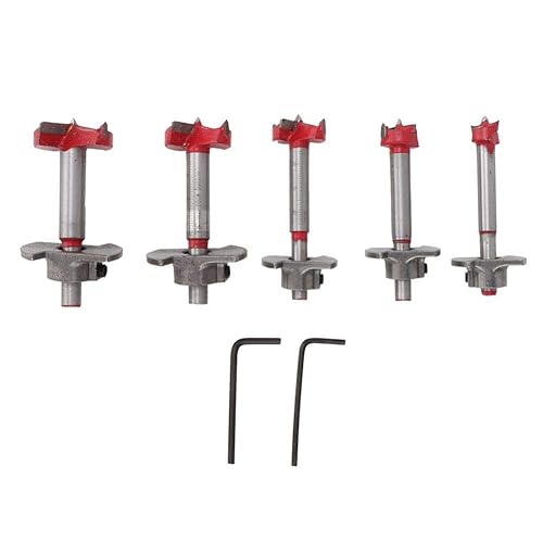 Miniatura 6 de Garosa Juego de 5 brocas Forstner para posicionamiento para carpintería, juego de abridor de agujeros, cortador de madera, punta de carburo, broca