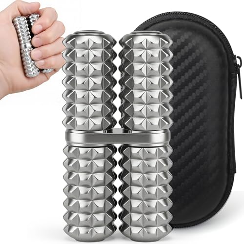 Image of Handheld Fidget Toy, Metal Hand Roller Thumb-Press Massage Style Pain for Adult Relieve Stress Anxiety Tension, Office Travel Classroom, Novelty Gifts for Friends - Sliver