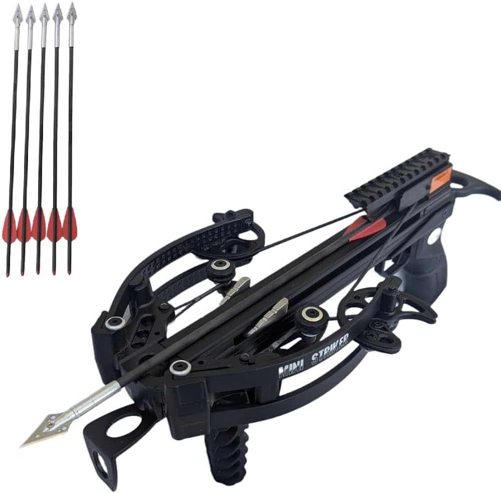 125lbs Draw WT-Mini Striker Pistol Crossbow with 5 Hunting Bolt Pack - Mini Crossbow for Fishing and Hunting Up to 300 fps Target Practice
