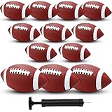 Jerify 12 Pcs Composite Leather Footballs Official Composite Ball Inflatable Football with Pump Indoor Outdoor Football Bulk for Training and Recreational Play(Size 6,Brown White)