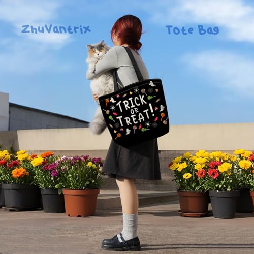 Bolso tote para Halloween, bolso estético y elegante para compras o regalo, con bolsillo interior con cremallera, ligero y lavable, para mujeres y amigas miniatura 6