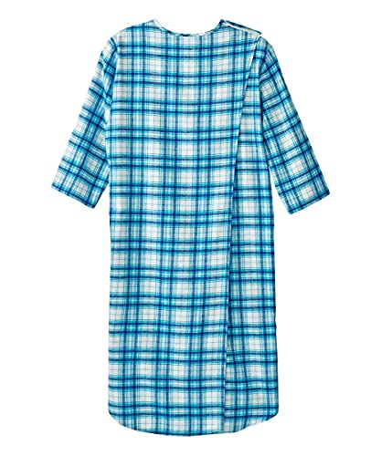 Men’s Open Back Adaptive Flannel Nightgown for Seniors - Back Snap Nightgowns With Dome Closure3