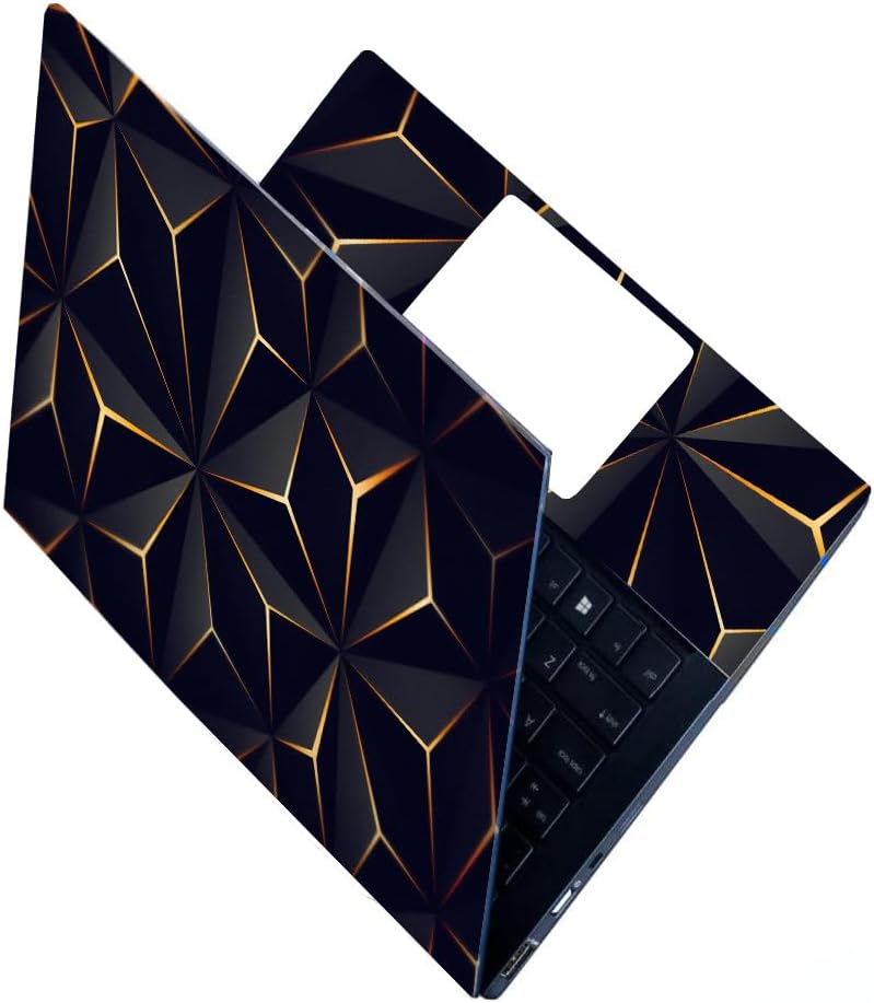 Full Laptop Skin Stickers HD Quality Sticker for Laptops Upto 15.6" (Dustproof|Waterproof|Scratchproof|Reusable) - BK GLD FL