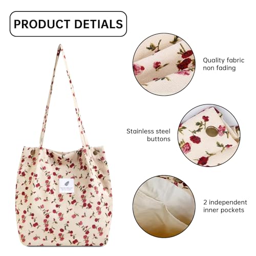 Bolso tote grande de lona para mujer con bolsillos interiores miniatura 5