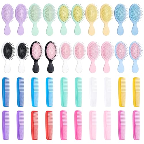 Cepillos mini para desenredar cabello, kit de bolsillo multicolor para hombres y mujeres