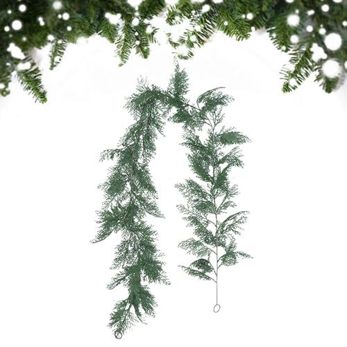 Guirnalda de Pino sintético – Guirnalda Verde | Guirnalda de Pino de Invierno de 70.8 Pulgadas de Largo | Guirnalda de Navidad Artificial Verde | Guirnalda de Pino de Real para repisa y