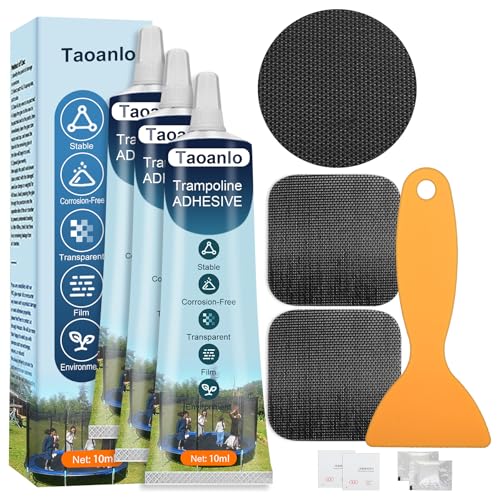 Trampoline Patch Repair Kit - 4.1 x 4.1 Square Patches and 4.1 Round Square Patches for Trampoline Mat Tears or Holes Garden Landscape Staple