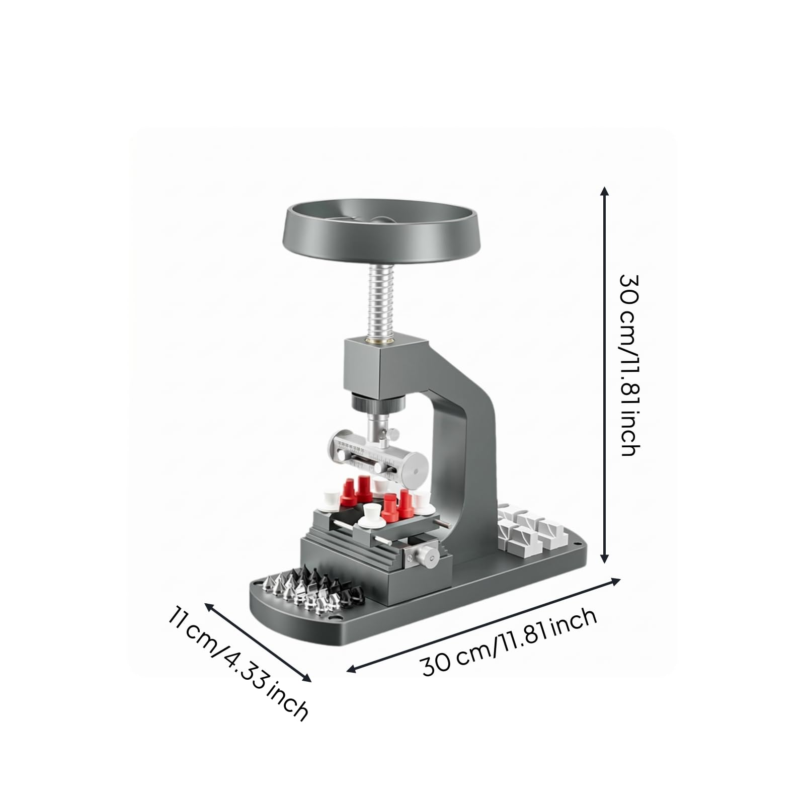 Ouvre-boîtier de Montre Manuel Appareil d'Ouverture Presse Filetée Base de Table Compacte Cadre en C Métal Molette Large Pression Stable Embouts