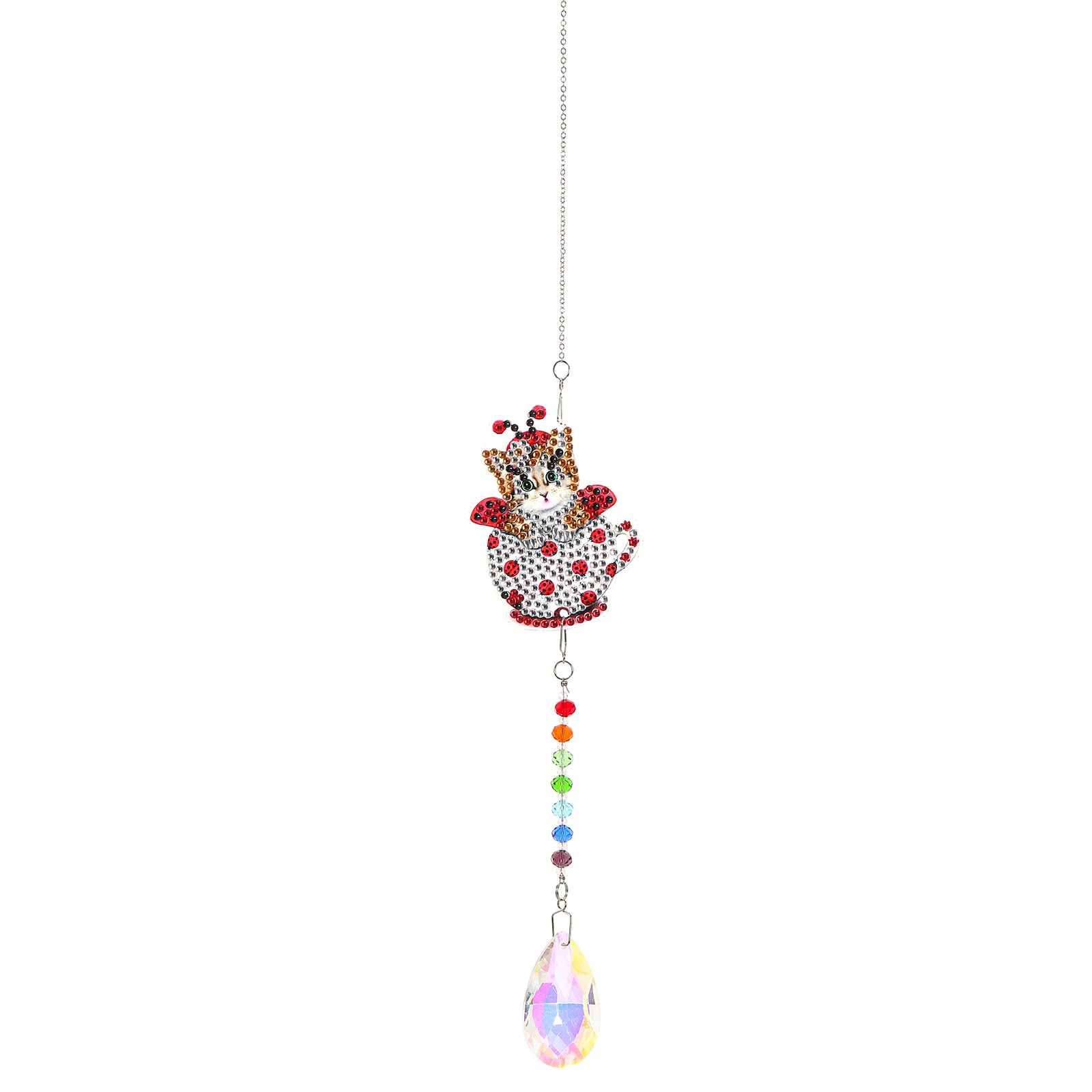 5D Diamond Painting Wind Chime Suncatcher Kits DIY Window Hangings Sun Catchers Diamond Art Crystal Hanging Decoration for Home, Garden, Bedroom, Indoor and Outdoor (Red Cat)