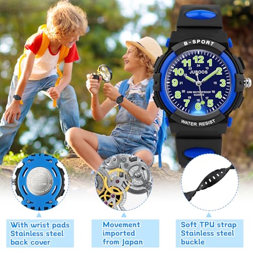 Image of Juboos Kids Watch Analog for Boys Girls, Childrens Waterproof Soft Strap Kids Time Teaching Quartz Wristwatch for Ages 5-15