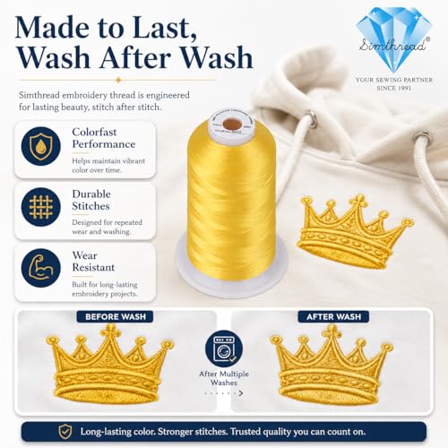 Image of Simthread 5500Yds /5000M 40WT Polyester Embroidery Thread Sun Flower S023 | High-yardage 5000M spool offers smooth feeding and stable 40WT polyester thread for home and commercial embroidery machines.