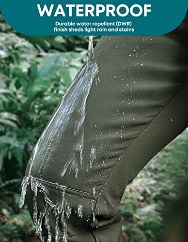 Puli Women's Waterproof Windproof Fleece Lined Warm Hiking Ski Snow Insulated Pants Army Green 30 #TOP4