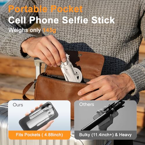 Image of Upgrated 5-in-1 Magnetic Selfie Stick with Remote for Cell Phone 360 Rotation.Can Transforms into Mini Tripod /Camera Grip /Handheld Stabilizer /Phone Stand.Extend to 25 inches