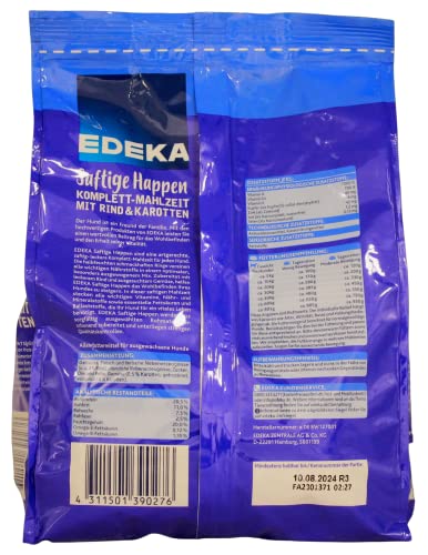 Edeka Saftige Happen mit Rind und Karotten Komplett-Mahlzeit für Hunde, 5er Pack (5 x 1,5 kg)