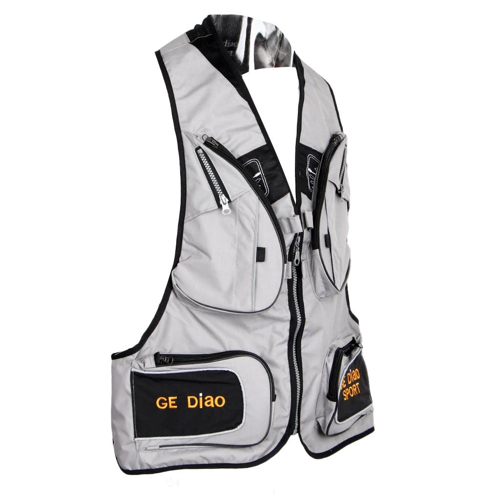 LOOM TREE® Outdoor Quick-Dry Fishing Vest Multi Pockets Mesh Water-Resistant Vest Gray | Fishing | Clothing, Shoes & Accessories | Vests-image-48