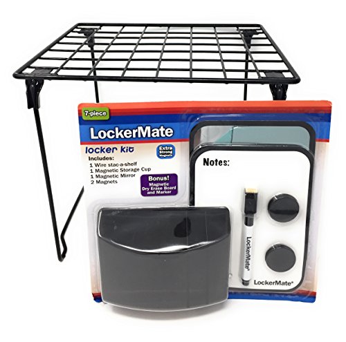 LockerMate 7 Piece Locker Kit Including Wire Stac-A-Shelf Locker Shelf (Black)