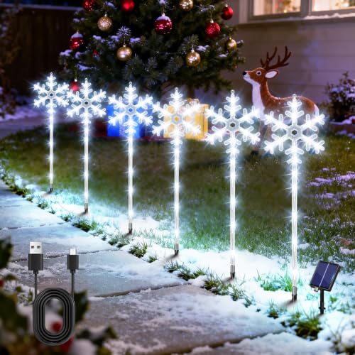 6-Pack Solar Snowflake Pathway Lights - 19.99 w/ Code + 50% Off Code KUKLNWCU - image 1
