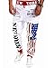 Pishon Men's Jogger Pants Casual Flag Pattern Hip Pop Jogging Cotton Sweat Pants, White, Large