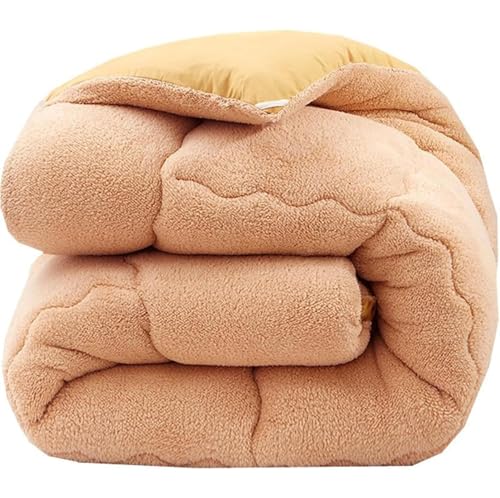 Edredón de algodón de invierno ultra grueso, terciopelo de cordero de doble cara, manta de mezcla de cachemira, núcleo de edredón de forro polar grueso para cama doble, ropa de cama térmica