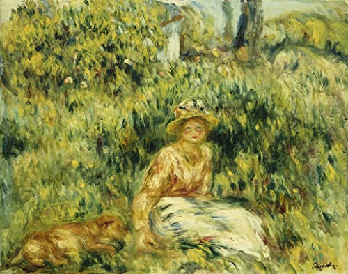 Tableau Toile Renoir Jeune femme dans un jardin décoration murale 60x90