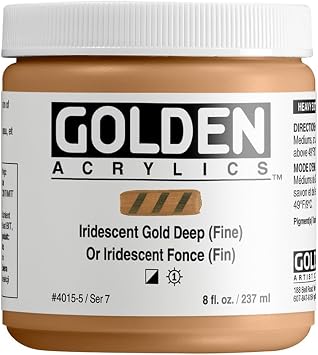 GOLDEN Heavy Body Acrylics, Iridescent Gold Deep Fine, 8 fl. oz. Jar