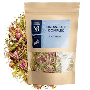 Organic Stress-Relief Herbal Tea Blend with Calming Chamomile, Lavender, Rose, Lemon Verbena, Agrimony, Catnip, Damiana, Holy Basil, Hawthorn Berry, and Skullcap for Relaxation (Herbal Tea)