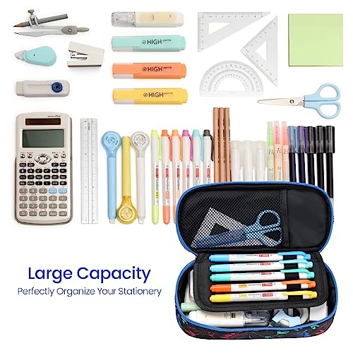 Cambond Pencil Case for Boys - Big Capacity Cute Pencil Cases for Kids Large Storage Pencil Pouch for School, Pencil Case with Letter Cards Included, Black Dinosaur