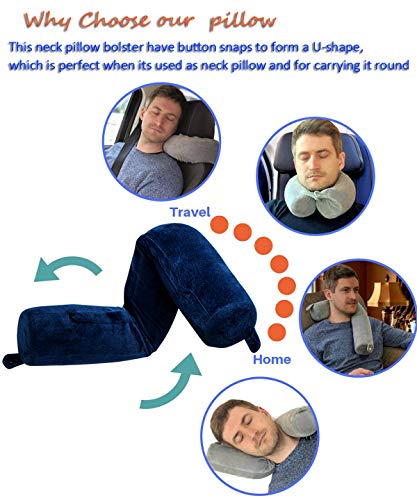 Zoylee Twist Memory Foam Travel Pillow Neck,Chin,Shoulder,Lumbar And Leg Support For Adult Airplane Traveling,Bus,Train And Office (Blue) #TOP2