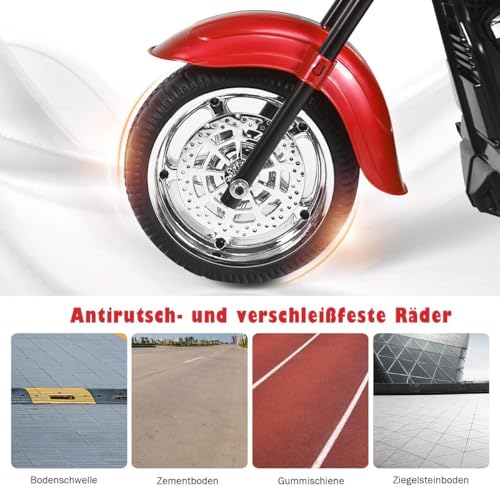 FANTASK 6V Elektro Motorrad Kinder 2,5-3 km/h, Geschwindigkeit KinderMotorrad mit verstellbaren Scheinwerfer Rot, Dreirad Elektromotorrad mit Sound, Hupe, Rückspiegel, Pedale – Bild 5