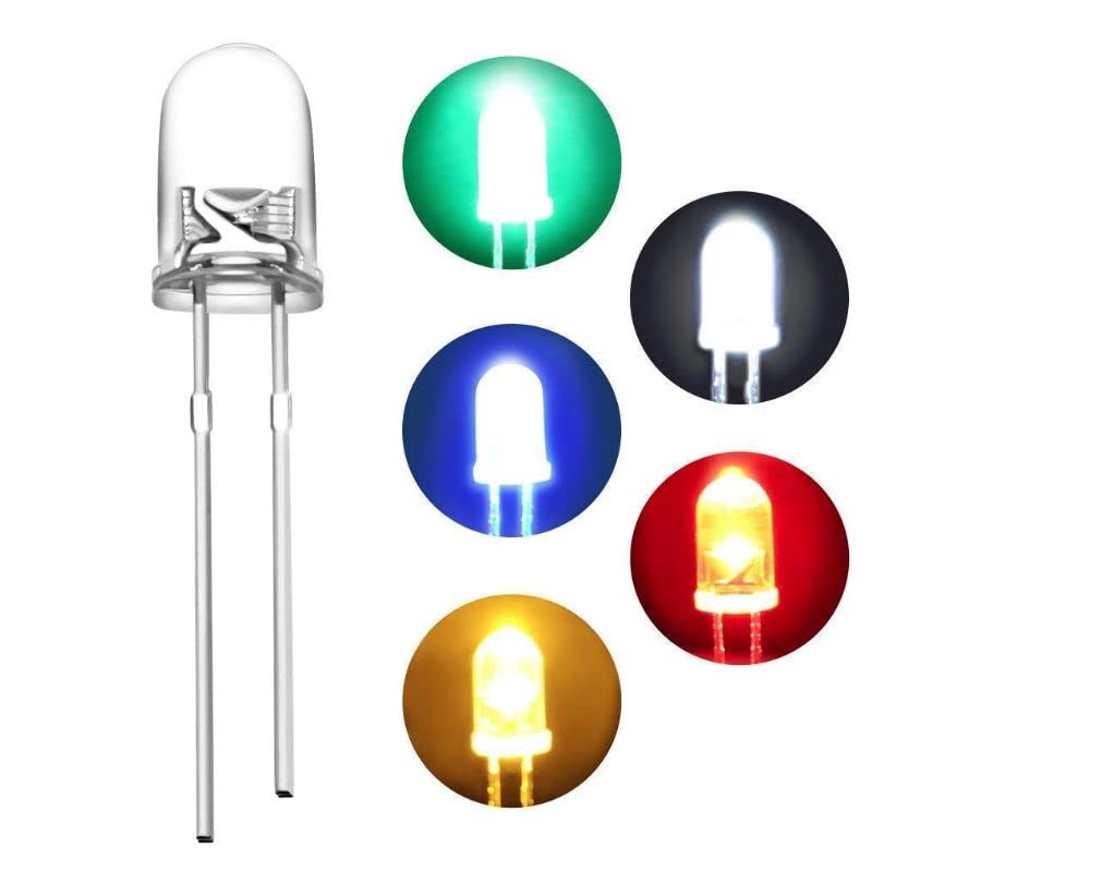 DEPOKE Branded 100 Pieces Super Bright 5mm,White, Green, Red, Yellow, Blue Clear Transparent LED Diodes 20 pcs each Led Lamp Assorted Kit 3V - 5V Electronic Parts Kit for Arduino/DIY Projects (B09YFVQXV4) Amazon Price History, Amazon Price Tracker