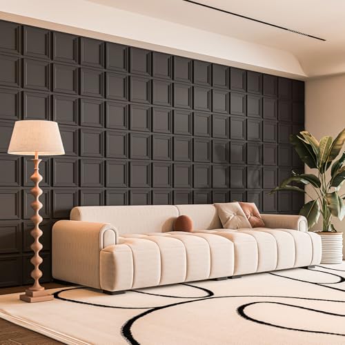 Image of Art3d 33-Pack Accent 3D Textured Wall Panels, 11.8 x 11.8 in, Black | Wipe Clean, PVC, Water Repellent, Impact Proof, Scratch Resist, Great for Living Room, Bedroom, Gaming Room, Office