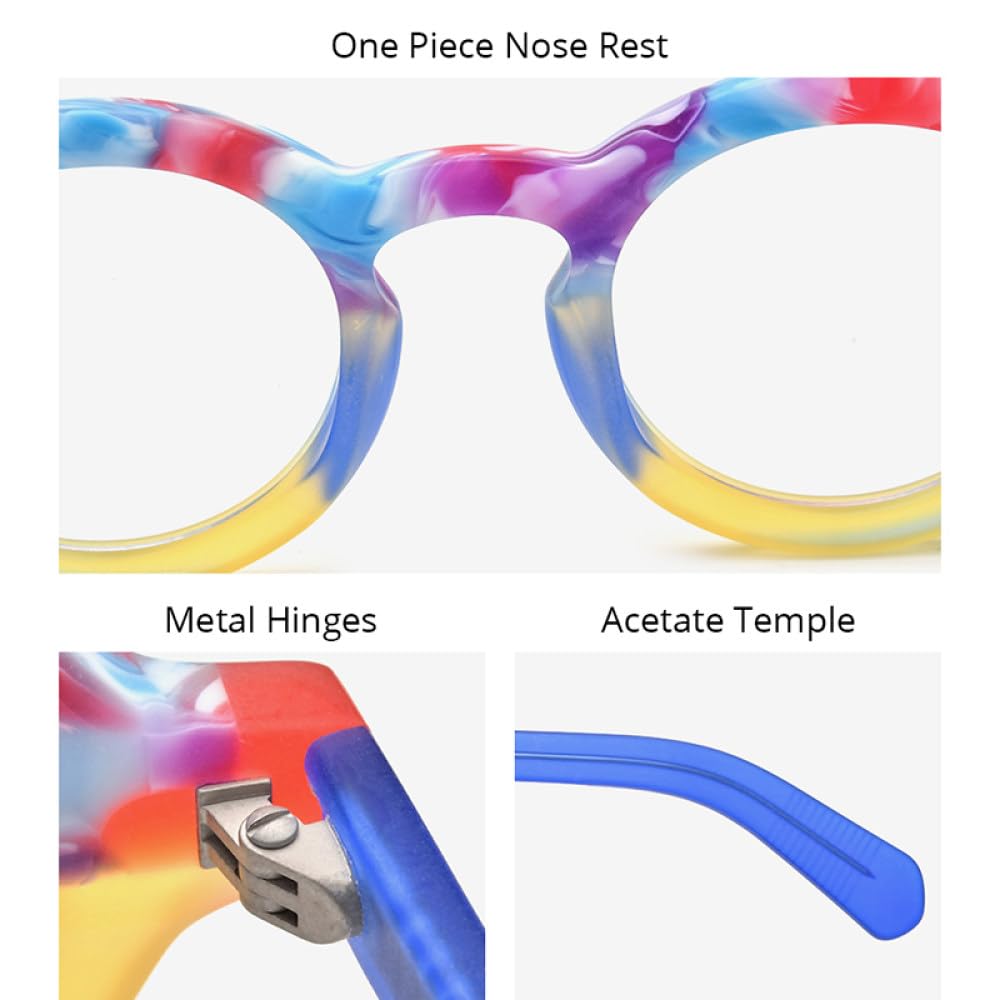 MUTYNE Occhiali da vista in acetato opaco multicolore Montatura da uomo Occhiali da vista ovali retrò Occhiali da vista da donna