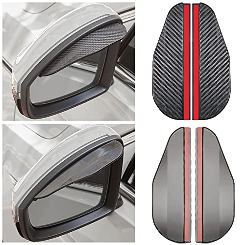 4 Pieces Mirror Rain Visor Eyebrow Car Rear View Mirror Rain Eyebrow Rear View Guard Eyebrow Side Mirror Rain Guard View Mirror Visor Guard for Most Car Truck SUV (Black, Carbon Fiber)
