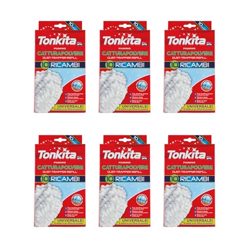 TONKITA | 60 recambios para Plumero atrapapolvo, recambios universales electrostáticos para Kit Plumero atrapapolvo, para Todas Las Superficies – Paquete de 6 Cajas
