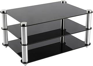 KGUSS Mini Audio Component Rack Black Acrylic 2-Layer Rack Aluminium Holders Small Desktop Rack for HiFi Audio Equipment dac Amplifier Amp (Black)