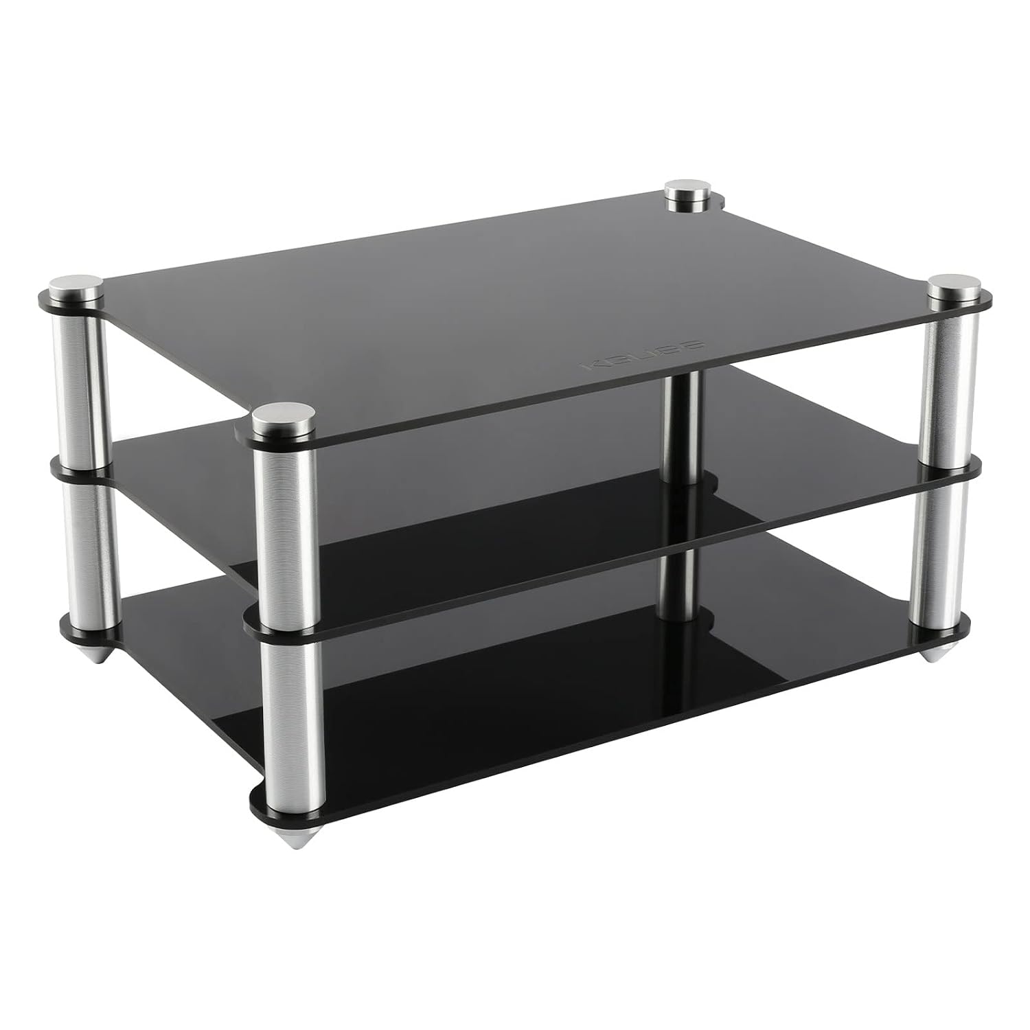 Small Electronics Rack KGUSS Mini Audio Component Rack Black Acrylic 2-Layer Rack Aluminium ...