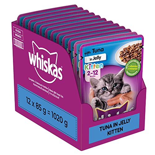Whiskas-Wet-Cat-Food-for-Kittens-2-12-Months-Tuna-in-Jelly-Flavour-12-Pouches-12-x-85g-Kitten-2-12-Months-Dry-Cat-Food-Mackerel-Flavour-450g-Pack