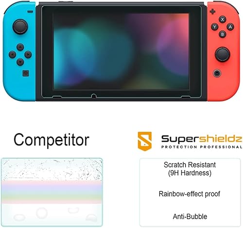 Miniatura 2 de Supershieldz Paquete de 2 protectores de pantalla de vidrio templado diseñado para Nintendo Switch, 0.013in, antiarañazos, sin burbujas