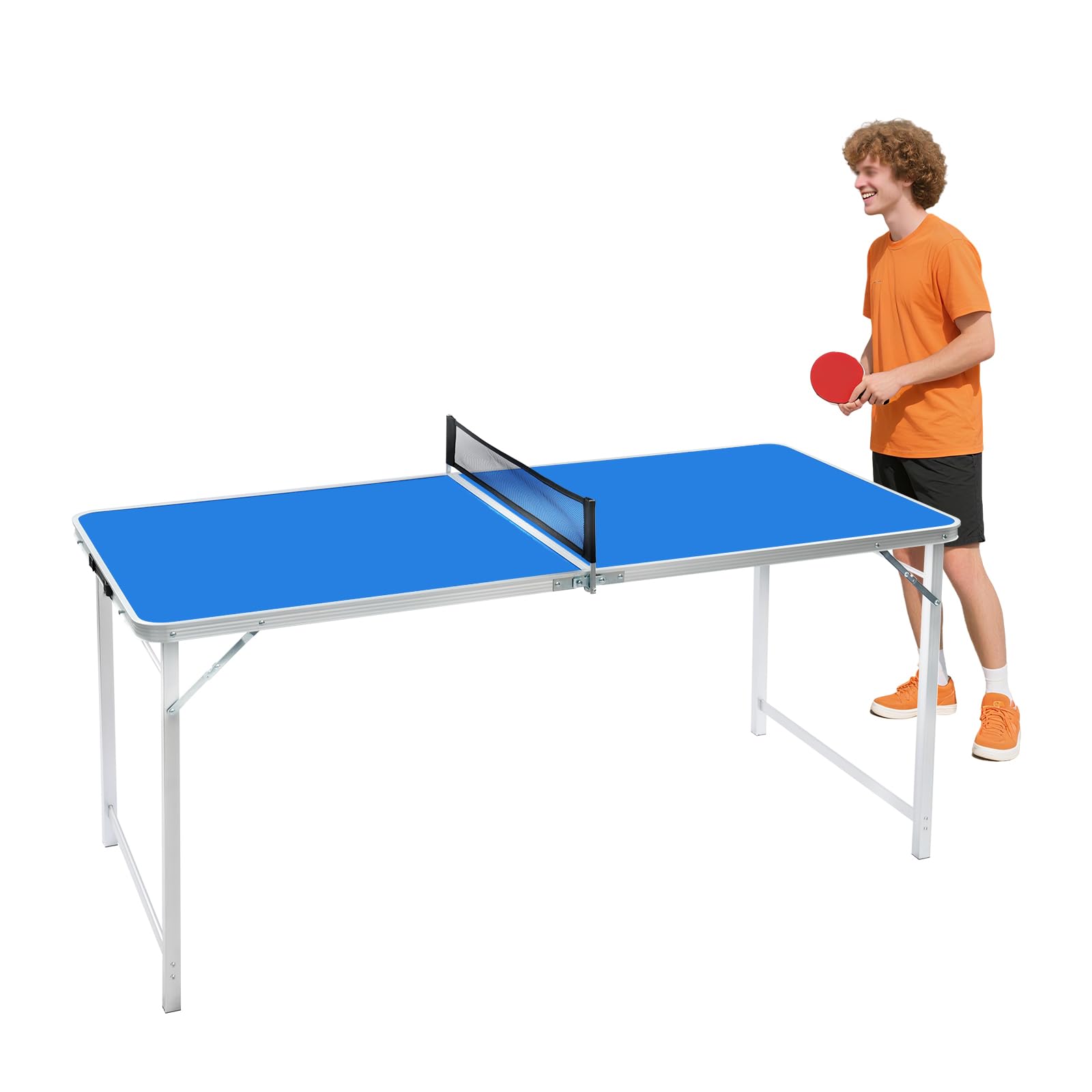 Mesa de ping pong plegable, mesa de ping pong con raquetas y pelotas