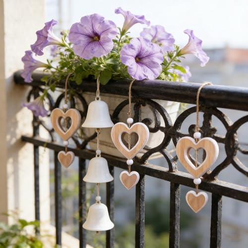 2 Stück Herz Deko Holz Anhänger Hängende,Fensterdeko Hängend,Herz Fensterdeko Hängend Modern,für Hochzeiten Wohnzimmerdekoration und Geschenke