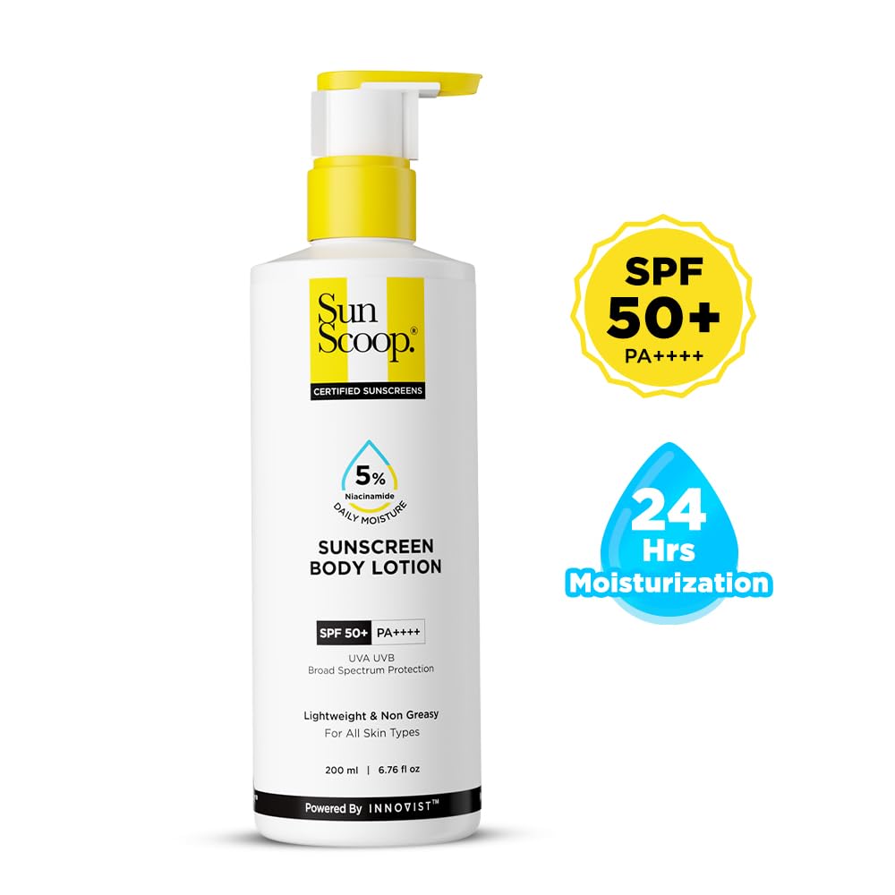 SunScoop 5% Niacinamide Daily Moisture Sunscreen Body Lotion SPF 50+ PA++++, Yellow, 200 ml (Pack of 1) - Image 2