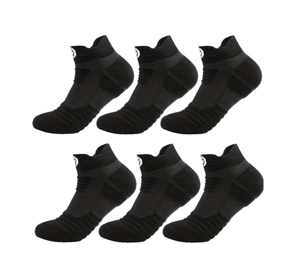 Chaussettes sport basket-ball hommes coton absorbant la sueur noir