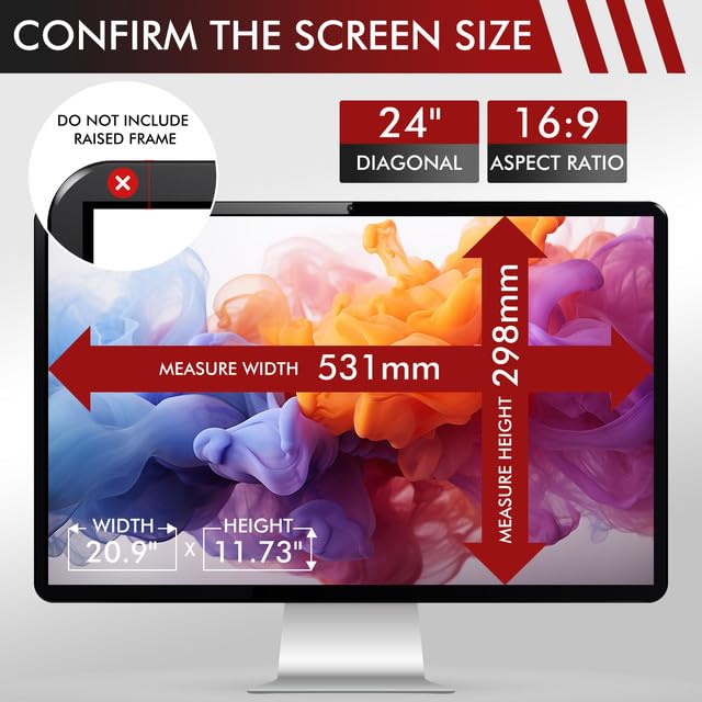 Filtr prywatyzujący do monitorów komputerowych o przekątnej 24", folia maskująca do komputera, ochrona przed wzrokiem, zdejmowana ochrona przed niebieskim światłem, filtr prywatności, ochrona