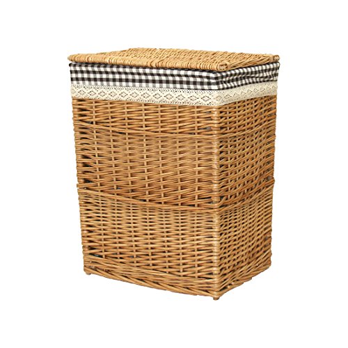 フタ 付き かご 収納 バスケット 縦長 長方形 Lサイズ 内布チェック柄